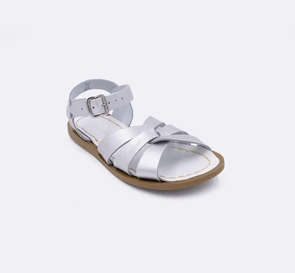 Salt Water Sandals The Original Silver Leather big Kid Size 3